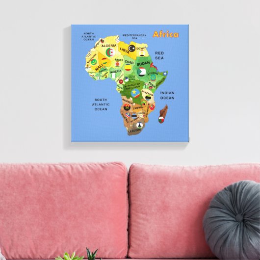 Toile African Map with Flags Stretched Canvas Print (Insitu(Salon))
