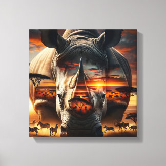 Toile African Rhino Bushveld Sunset canvas