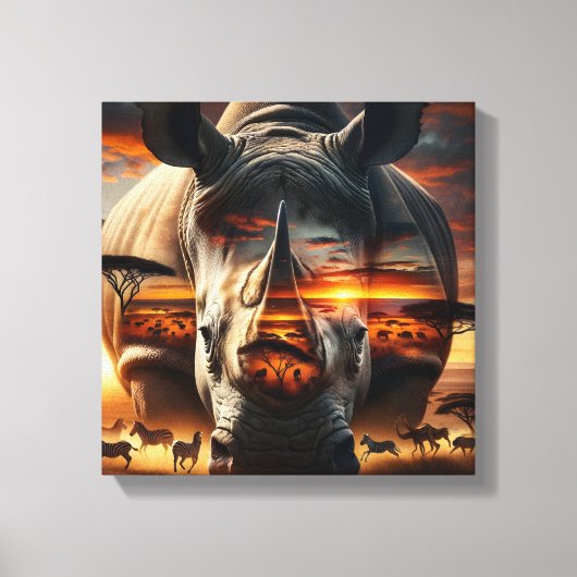 Toile African Rhino Bushveld Sunset canvas (Recto)