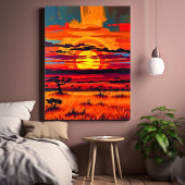 Toile African Savanna Sunset Wall Art - Paysage audacieu
