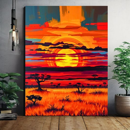 Toile African Savanna Sunset Wall Art - Paysage audacieu