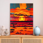 Toile African Savanna Sunset Wall Art - Paysage audacieu