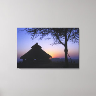 Toile Afrique, Éthiopie, région du fleuve Omo, Coucher d