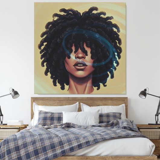 Toile Afro Glow Canvas – Modern Black Art (Insitu(Chambre))