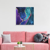 Toile Agate bleu violet Aqua Gold Veines (Insitu(Salon))