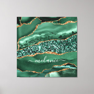 Toile Agate Green Gold Parties scintillant Marbre Nom To