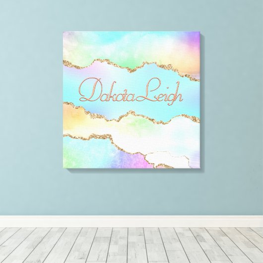 Toile Agate Holo | Faux Iridescente Pastel Ombre Marble (Insitu (Plancher de Bois))