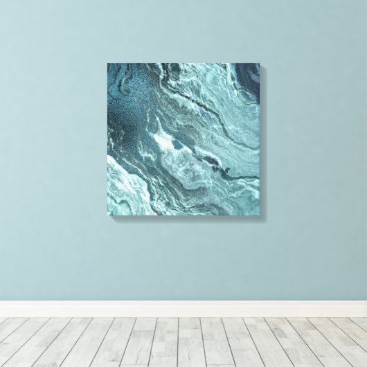 Toile Agate Turquoise cristallisée | Pierre marbrée noir (Insitu (Plancher de Bois))