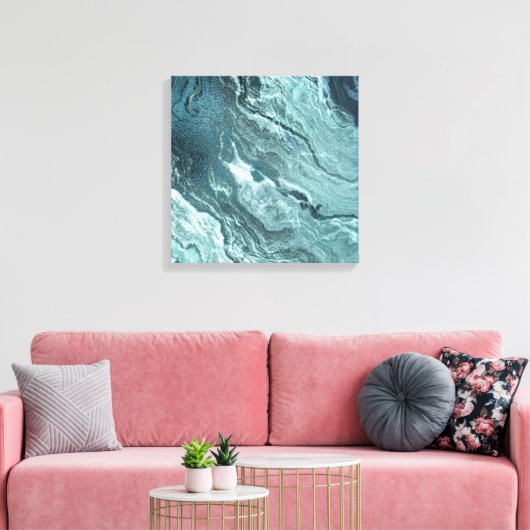 Toile Agate Turquoise cristallisée | Pierre marbrée noir (Insitu(Salon))