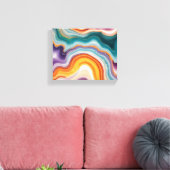 Toile Agate violet, Turquoise et or (Insitu(Salon))