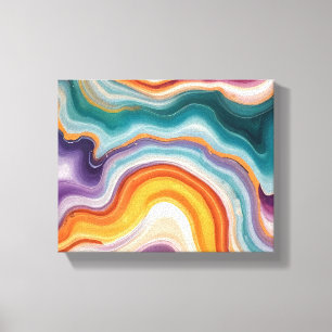 Toile Agate violet, Turquoise et or