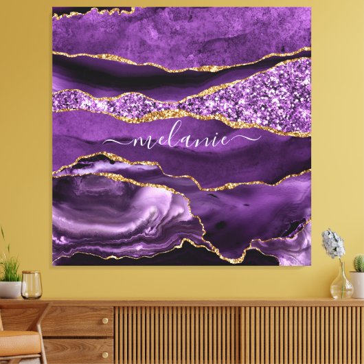 Toile Agate Violet violet or Parties scintillant Géode N (Insitu(Salon))