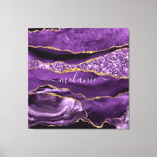 Toile Agate Violet violet or Parties scintillant Géode N (Recto)