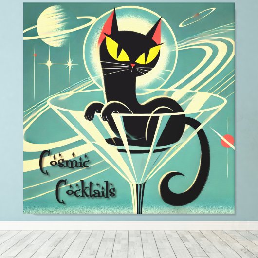 Toile Âge atomique Futuriste de l'espace Noir Cat Martin (Insitu (Plancher de Bois))