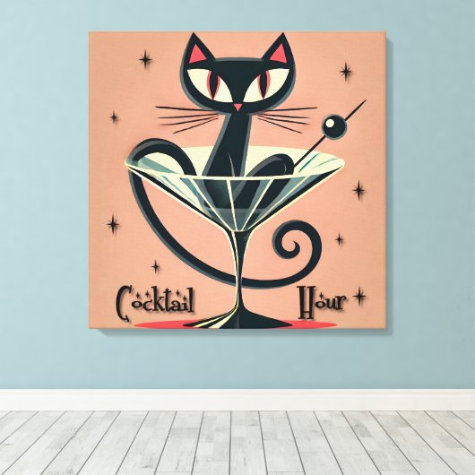 Toile Âge atomique Futuriste de l'espace Noir Cat Martin (Insitu (Plancher de Bois))