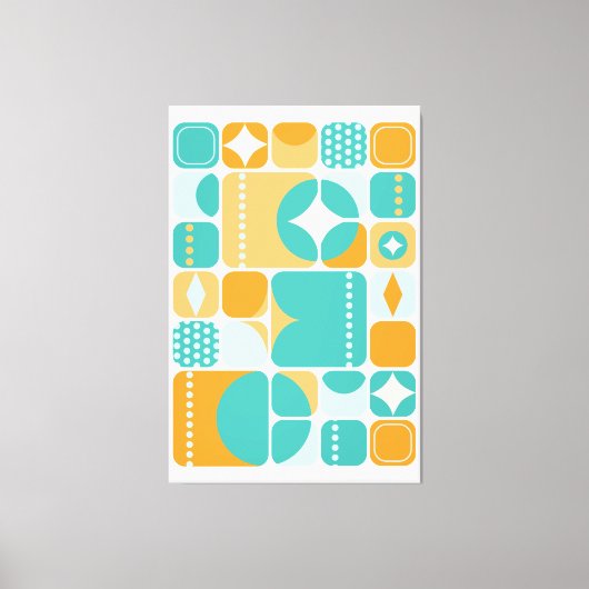 Toile Âge atomique milieu du siècle Abstrait Turquoise, (Recto)