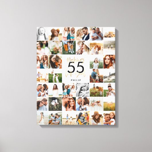 Toile âge modifiable chic anniversaire multi photo scrip (Recto)