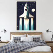 Toile Âge Spatial Rétro Bateau Fusée des Années 50 (Insitu(Chambre))