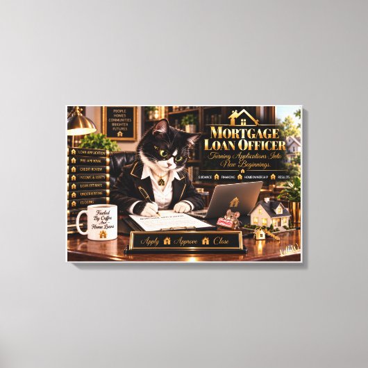 Toile Agent de prêt hypothécaire Chat drôle Bureau de pr (Recto)