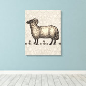 Toile Agneau de mouton Vintage animal de ferme (Insitu (Plancher de Bois))