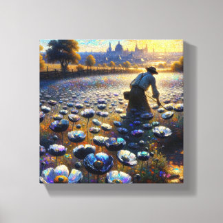 Toile Agriculteur du pavot noir