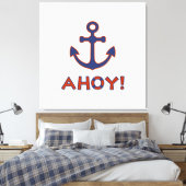 Toile AHOY ! Bouée + Design Ancre Rouge+Bleu (Insitu(Chambre))