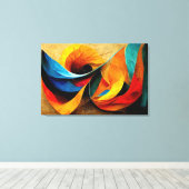 Toile AI ART - Art IA Abstrait : Pliages de couleurs (Insitu (Plancher de Bois))