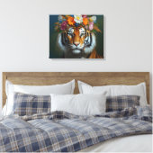 Toile AI Tigre avec fleurs (Insitu(Chambre))