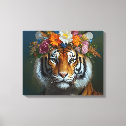 Toile AI Tigre avec fleurs (Recto)