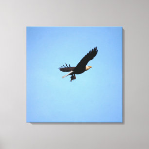 Toile Aigle à tête blanche avec transport de poisson