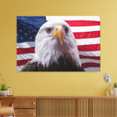 Toile Aigle à tête blanche et drapeau américain (Insitu(Salon))