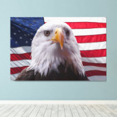 Toile Aigle à tête blanche et drapeau américain (Insitu (Plancher de Bois))