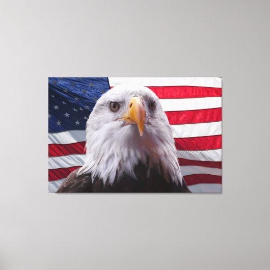 Toile Aigle à tête blanche et drapeau américain (Recto)