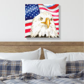 Toile Aigle à tête blanche et drapeau américain patrioti (Insitu(Chambre))