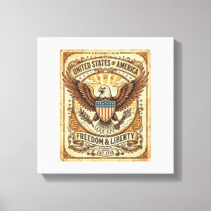 Toile Aigle américain vintage patriotique en détresse
