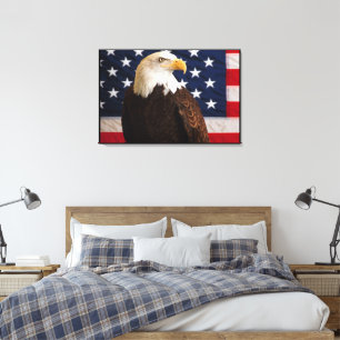 Toile Aigle chauve enveloppé du 4 juillet
