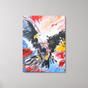 Toile Aigle chauve néo-expressionniste en vol