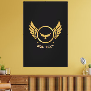 Toile Aigle doré avec logo à plume Ajouter du texte Étir