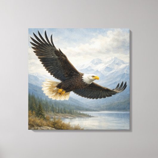 Toile Aigle faune volant lac (Recto)