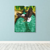 Toile Aigle survolant la rivière dans les montagnes (Insitu (Plancher de Bois))