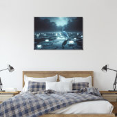 Toile Aigrette blanche et nénuphars dans un étang (Insitu(Chambre))