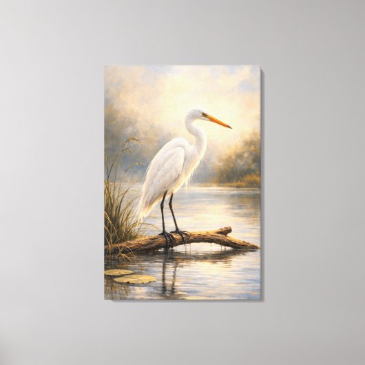 Toile Aigrette de Stillwater | Faune côtière | Étirée (Recto)