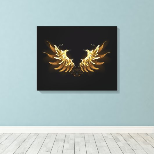 Toile Ailes d'Ange d'or sur arrière - plan noir (Insitu (Plancher de Bois))