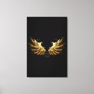 Toile Ailes d'Ange d'or sur arrière - plan noir