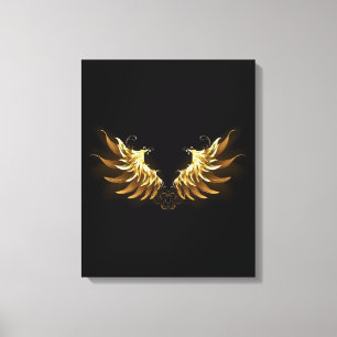 Toile Ailes d'Ange d'or sur arrière - plan noir