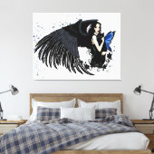 Toile Ailes d'ange gothiques Chat noir Fée bleue (Insitu(Chambre))