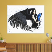 Toile Ailes d'ange gothiques Chat noir Fée bleue (Insitu(Salon))