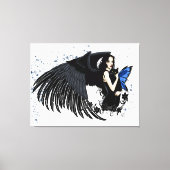 Toile Ailes d'ange gothiques Chat noir Fée bleue (Recto)