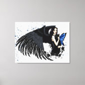 Toile Ailes d'ange gothiques Chat noir Fée bleue (Recto)