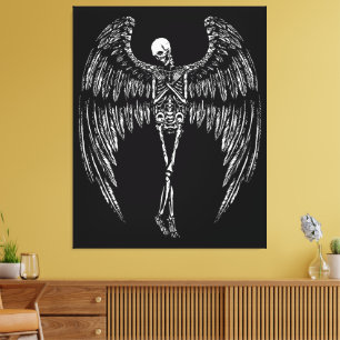 Toile Ailes d'ange squelettiques en noir et blanc